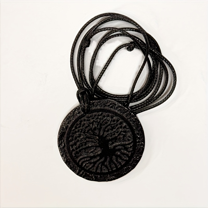 Minimalist Shungite Pendant with Cord, Meaningful Patterns